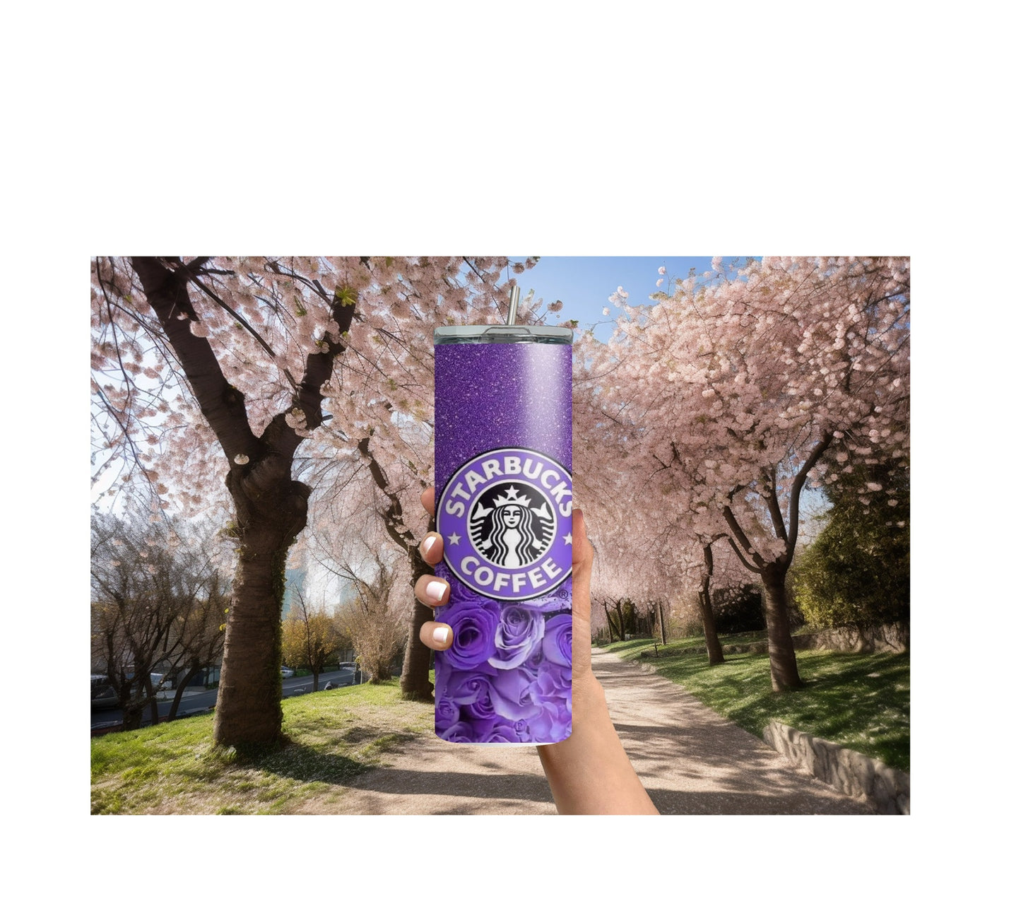 Purple Roses Starbucks Themed 20oz Tumbler